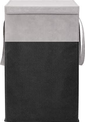 Acormek Non Woven Light Weight Foldable Laundry Bag Basket with Lid and Handle for Clothes and Toys Storage Box Pack of 1 GreyBlack