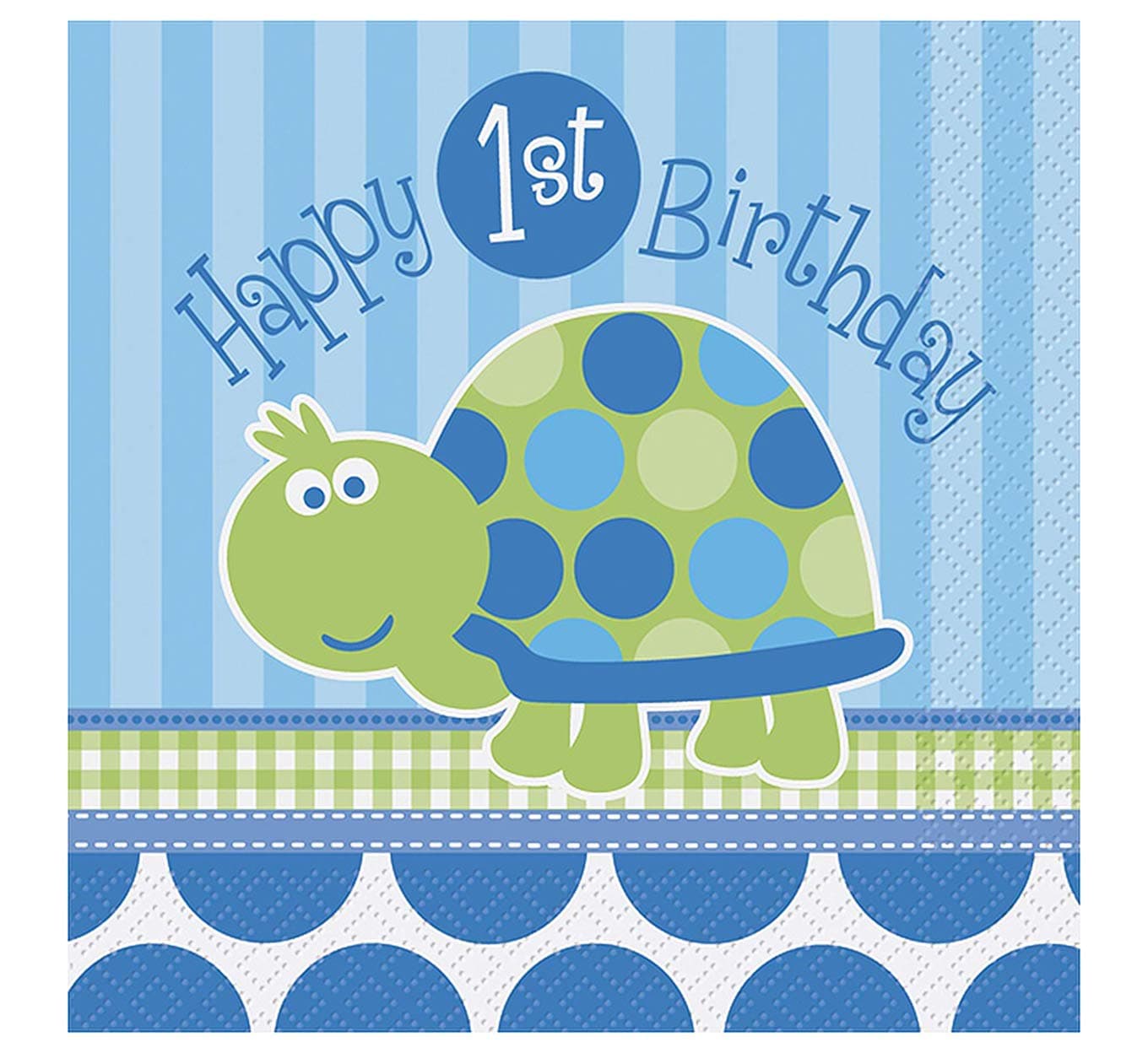 Turtle 1st Birthday Party Napkins 16ct