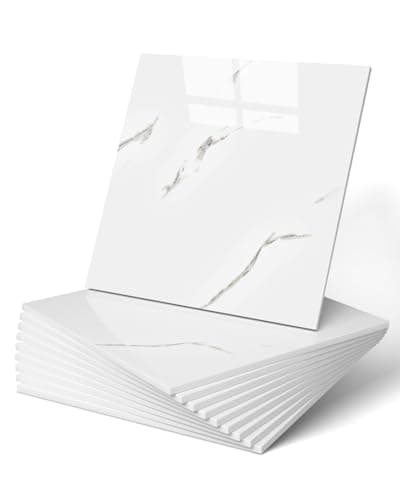 WADILE 20pcs Peel and Stick Shower Waterproof Marble Tiles Wall Panels 118x118 SelfAdhesive Backsplash for Home Bathroom Kitchen Living Room White Not Real Tile