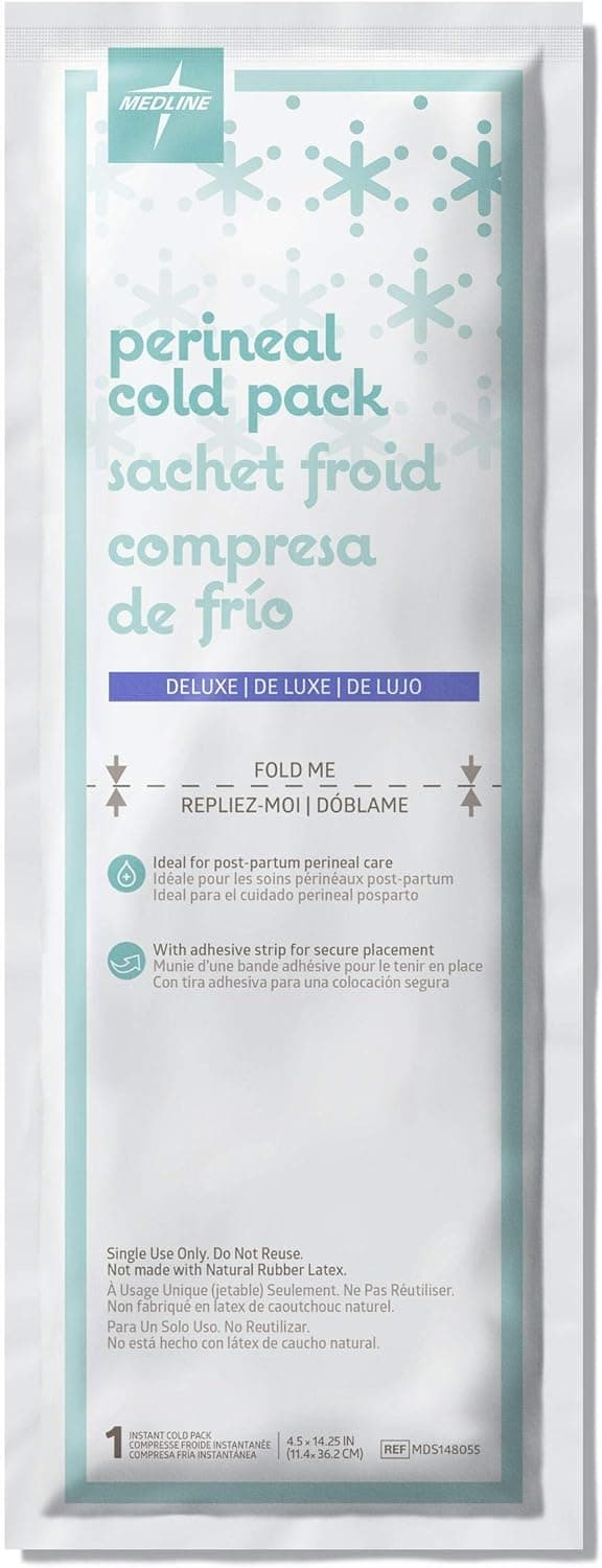 Medline Deluxe Perineal Cold Packs with Adhesive Strip 45 x 1425 Pack of 24 Ideal for Postpartum Perineal Care