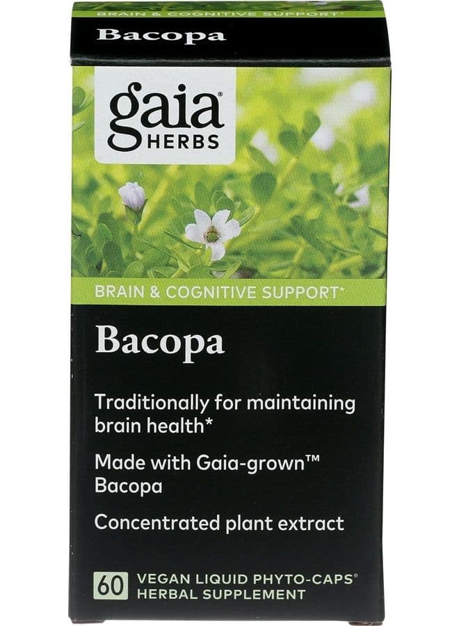 Bacopa - Brain and Cognitive Support Herbal Supplement - Made with Bacopa (Bacopa Monnieri) to Help Support a Thriving Mind - 60 Vegan Liquid Phyto-Capsules (Up to 60-Day Supply)