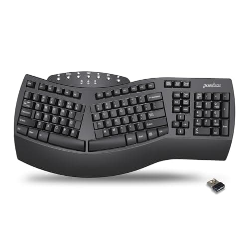 Perixx Periboard612B Wireless Ergonomic Split Keyboard with Dual Mode 24G and Bluetooth Feature Compatible with Windows 11 and Mac OS X System Black US English Layout