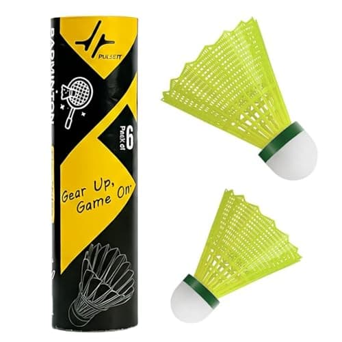 PulseITShuttle Nylon Badminton Shuttlecock– Durable Feather-Like Shuttle, High Speed & Stability for Indoor & Outdoor Play. Lightweight Shuttle for Training & Professional Use (Pack of 6- Yellow)