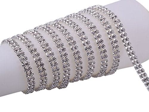 KAOYOO 2 Rows 2 Yards Crystal Rhinestone Close Chain Trim for Sewing CraftDIY Decoration40mm016