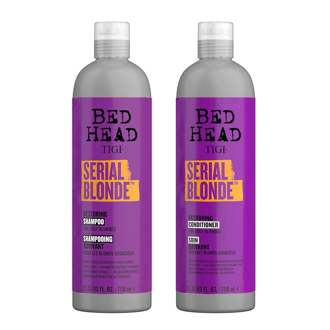 TIGI Bed Head Shampoo Conditioner For Damaged Blonde Hair Serial Blonde With Hydrolyzed Keratin 2 x 2536 fl oz