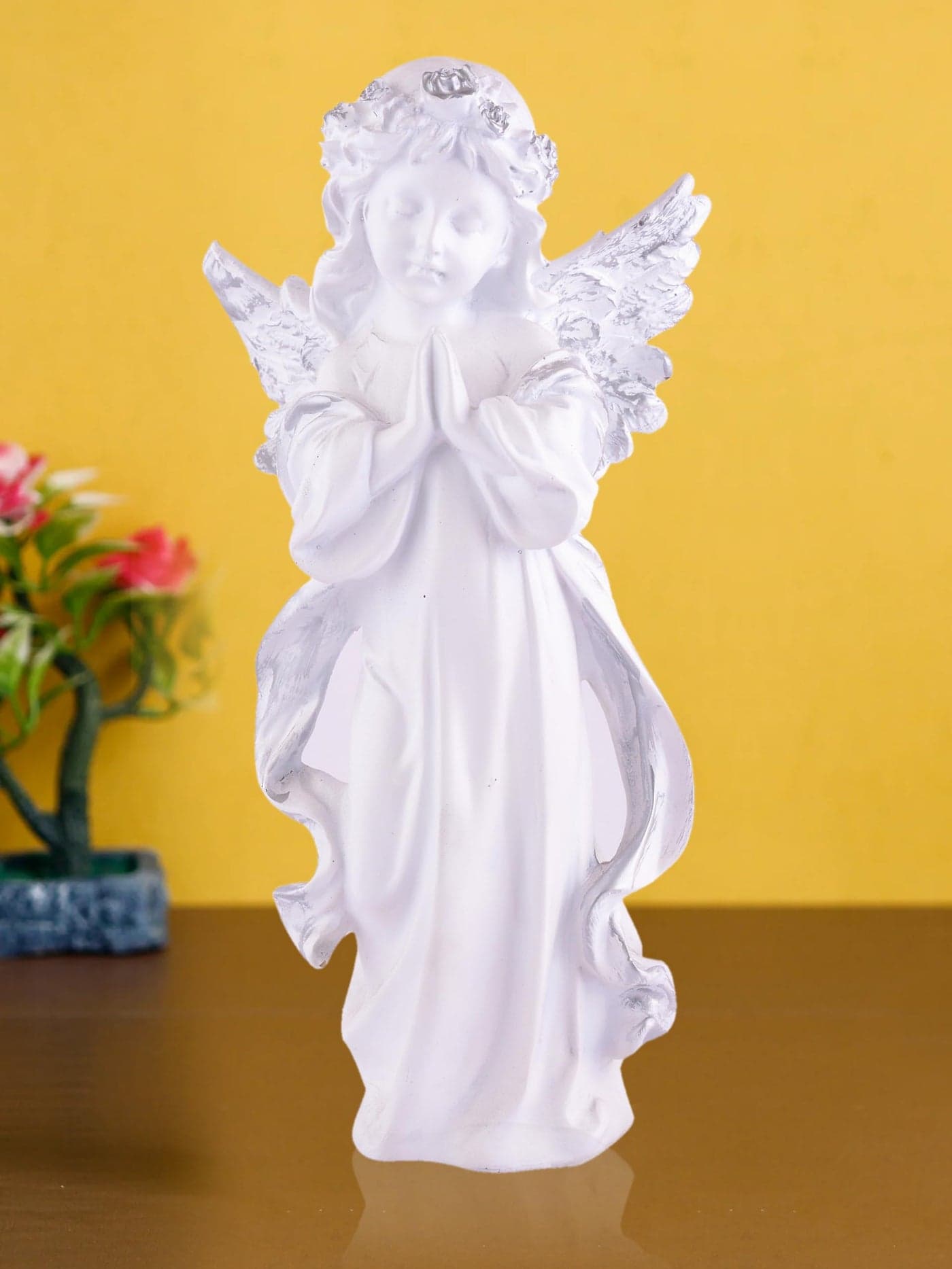zart Angel Girl Statue for Home Decor Showpiece | Winged Girl Statue for Home Shelves Decor Showpiece (Angel White)