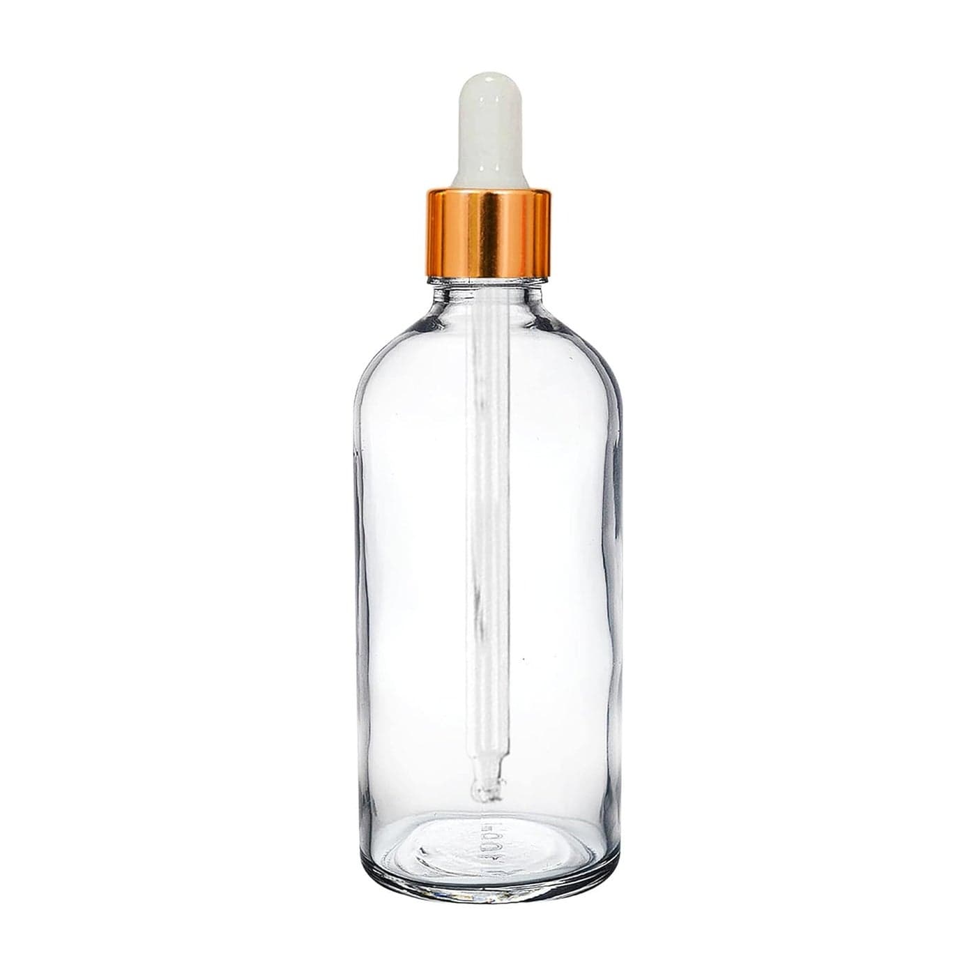 nsb herbals 100 ML ClearTransparent Round Empty Glass Bottle Glass Dropper Gold Ring Silicon White Teat Refillable Leak Proof For Essential Oils Perfumes Pack of 3