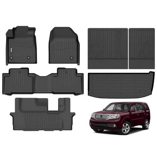 Wailtnb- Floor Mats & Cargo Mats Set Fit Honda Pilot 2015-2009 All Weather Floor Liners for 2015 2014 2013 2012 2021 2010 2009 Pilot Trunk Liner for Honda Pilot Full Sets Accessories