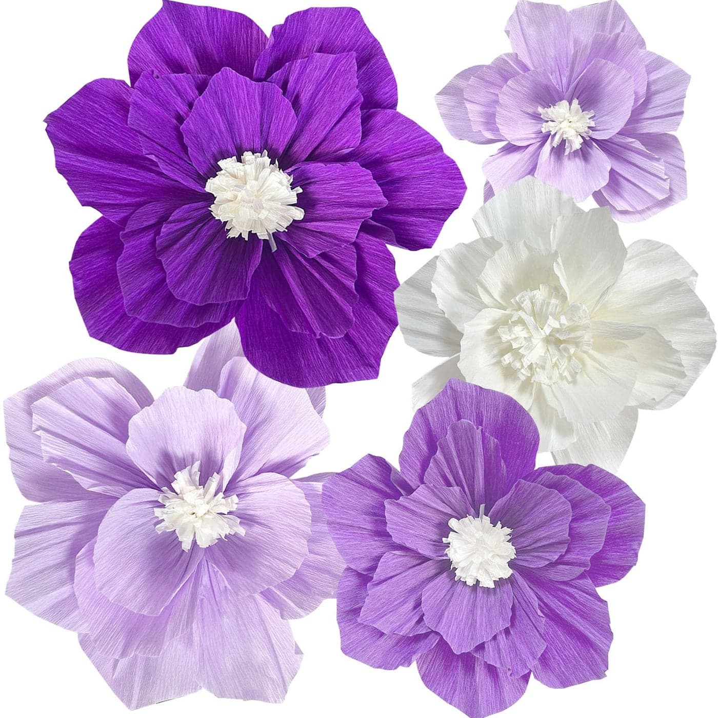 ANSOMO Purple Paper Flowers Artificial 3D Wall Dcor Wedding Birthday Bridal Baby Shower Violet Lavender Light Dark Purple White Lilac Nursery Room Backdrop Centerpieces Girls Women Party Decorations