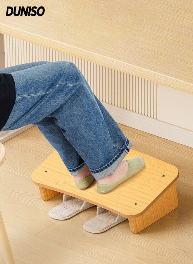 Under Desk Footrest, Portable Nursing Foot Stool for Adults, Slanted Rest Nonslip Wooden Ergonomic Foot Stool for Home Office Pressure Relief