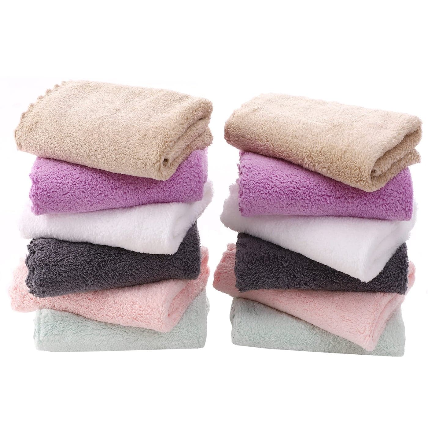 TENSTARS 12 Pack Premium Washcloths Set Quick Drying Soft Microfiber Coral Velvet Highly Absorbent Wash Clothes Multipurpose Use as Bath Spa Facial Fingertip Towel Multicolored
