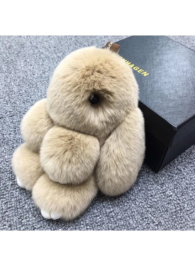 Genuine Rex Rabbit Fur Bunny Plush Keychain for Car Accessories