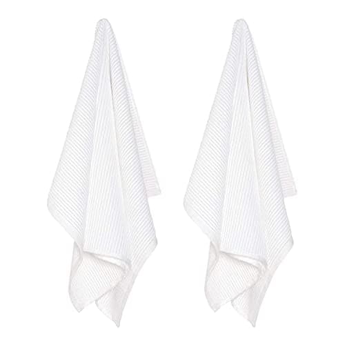 Now Designs Ripple Cotton Dish Towels White 18 x 28in, Set of 2