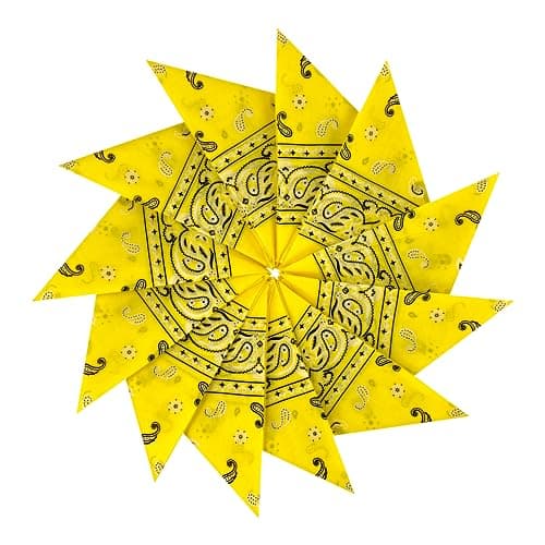 Junvena Cotton Bandanas 12 packs 22"X 22" Double Sides Printed Unisex Kerchief(Lemon Yellow)