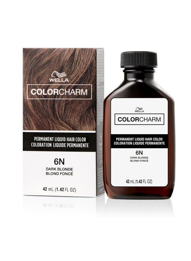 Color Charm Permanent Liquid Hair for Gray Coverage| 6N Dark Blonde | 1.4 Fl Oz