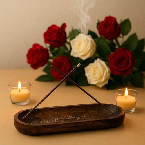 Pure Source India Wooden Incense Holder & Ash Catcher for Pooja, Handmade Agarbatti Stand for Home Fragrance & Meditation, Decorative Oval Incense Burner 11 x 4 Inch