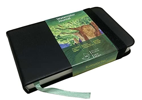 tumuarta Watercolor Journal, 3.5x5.5”, 140 LB, 300 GSM, Cotton Paper, Cold Press, 24 Sheets, 48 Pages, Watercolor Paper Sketchbooks for Use As Travel Notebook Mixed Media Pad On The Go