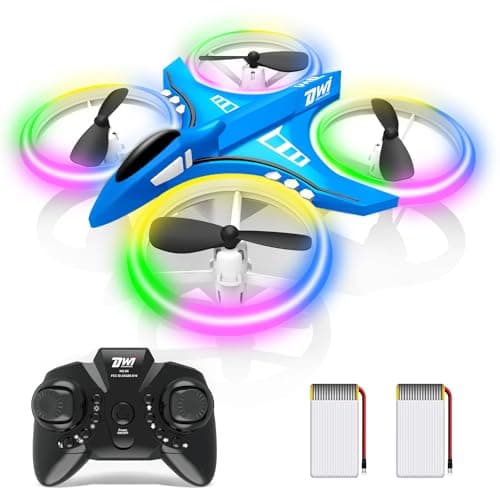 Dwi Dowellin 49 Inch Mini Drone for Kids LED Night Lights One Key Take Off Landing Flips RC Remote Control Small Flying Toys Drones for Beginners Boys and Girls Adults Nano Quadcopter Blue