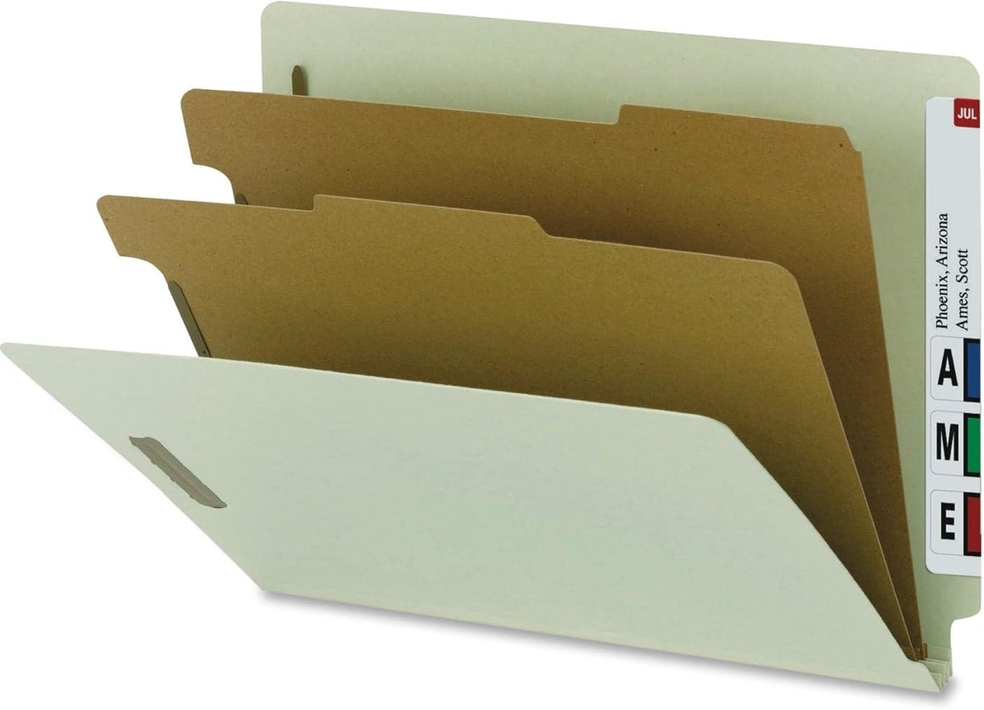 Smead 100 Recycled Pressboard End Tab Classification Folder 2 Dividers 2 Expansion Letter Size GrayGreen 10 per Box 26802