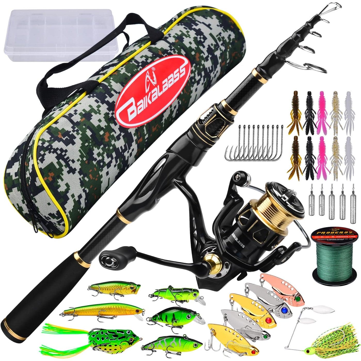 Fishing Rod and Reel Combo 69ft Carbon Fiber Telescopic Fishing Pole with 2000 Spinning Reel Combos Sea Saltwater Freshwater Ice Bass Fishing Tackle Set Fishing Rods Kit