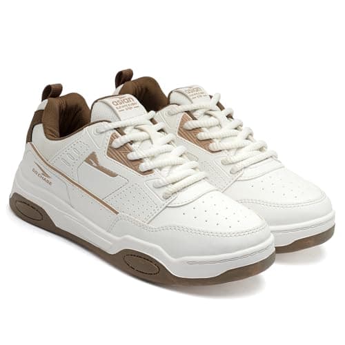 ASIAN Men VEGAS-01 Stylish Casual Mid Top Sneakers and Trendy Shoes with Laces for Men & Boys | Perfect for Wearing to Outings (OFFWHTMOU) -UK 7