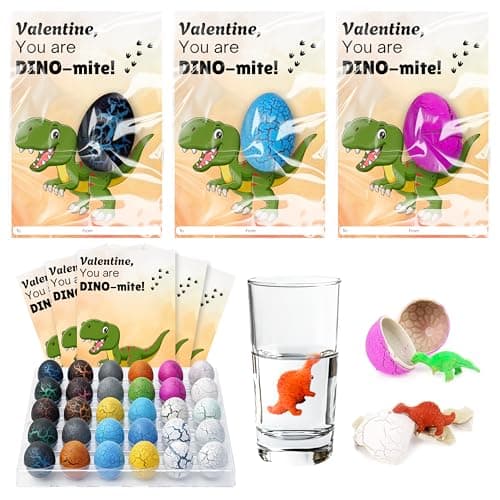 30 Pack Dinosaur Hatching Egg with Valentines Cards for Kids Valentine Classroom Exchange Gifts for Kid Boy Girl Valentines Day Gifts for Kid Valentines Day Cards for School Bulk Party Favor