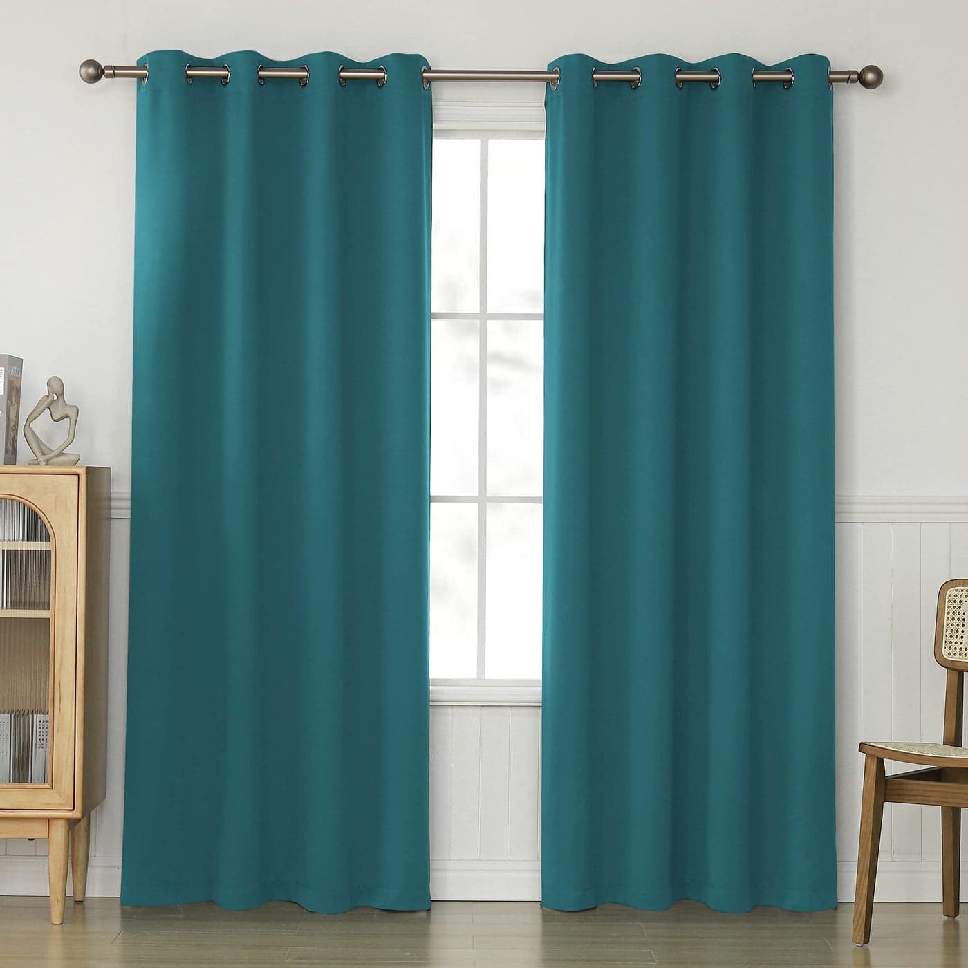 KEQIAOSUOCAI 2 Pack Teal Blackout Window Curtains Panels 84 Inch Length Room DarkeningThermal Insulated Ring Curtain Drapes for Kids Room Living Room 52 Inches Wide by 84 Inches Long