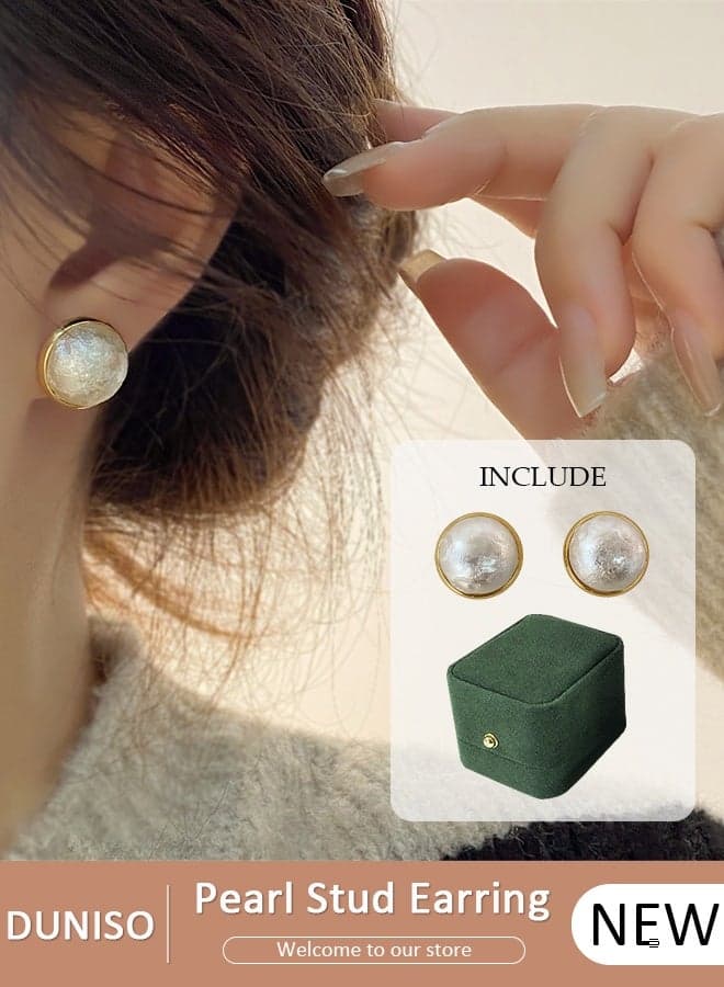 Pearl Stud Earrings, Hypoallergenic 925 Sterling Silver Earrings Studs for Women Girl