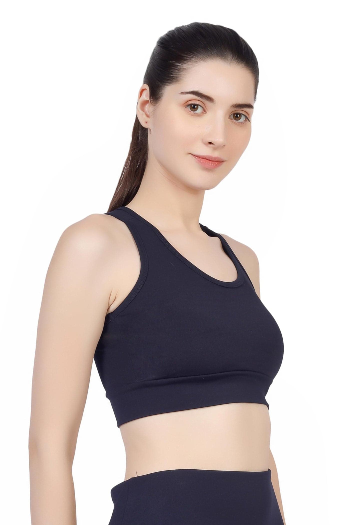 BLUEFICUS Sports Bra for Women | Non-Padded High Support Gym, Yoga & Running Bra | Seamless Sweat-Wicking Polyester Workout Bra Blue