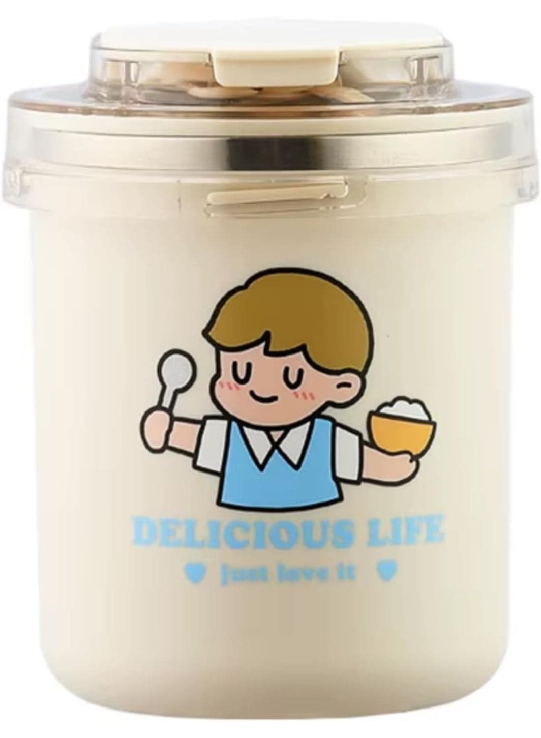 Twisoo "500ml Portable Stainless Steel Soup & Breakfast Cup – Cartoon Design, Thermos for Milk, Oatmeal, and Nutrition – Ideal for Students & Office Workers
