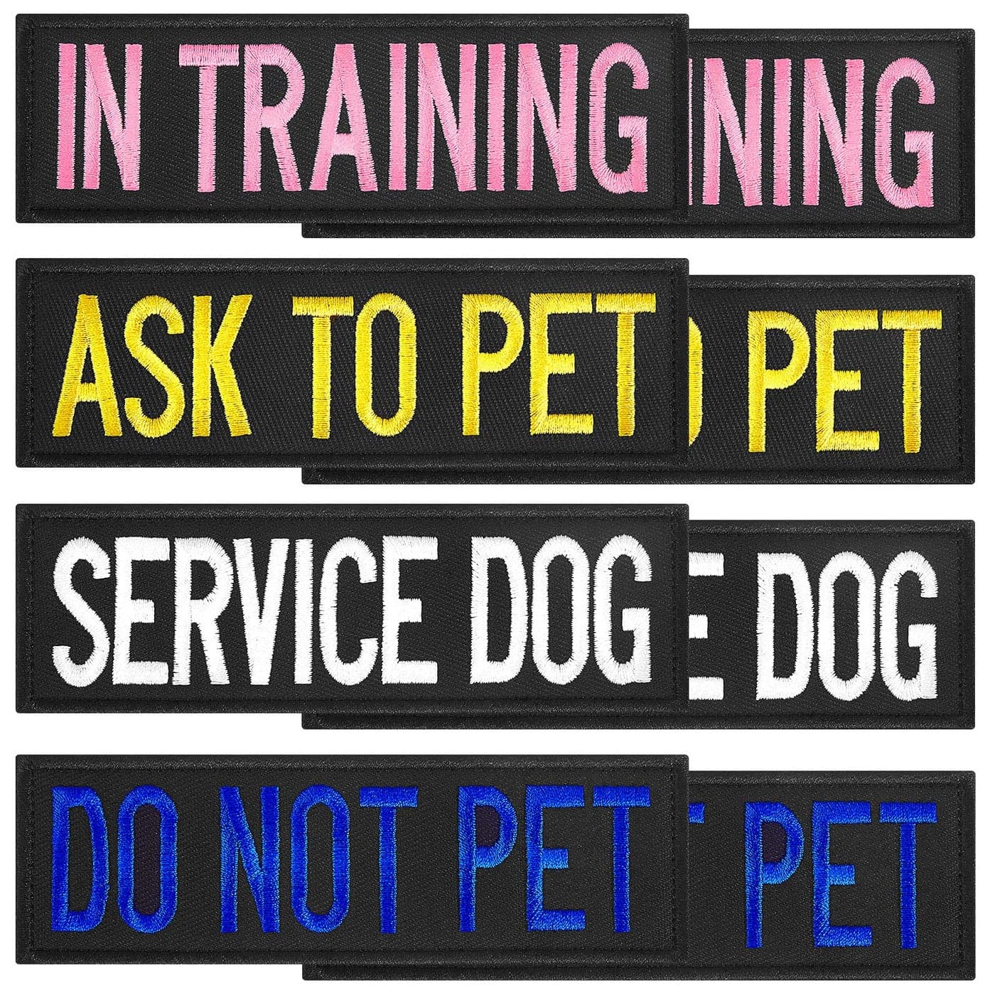 8 Pieces Service Dog Patches Colorful Dog Vest Harnesses Patches Do Not Pet Vest Patches Ask to Pet for Animal Tactical Harnesses Collars Leashes