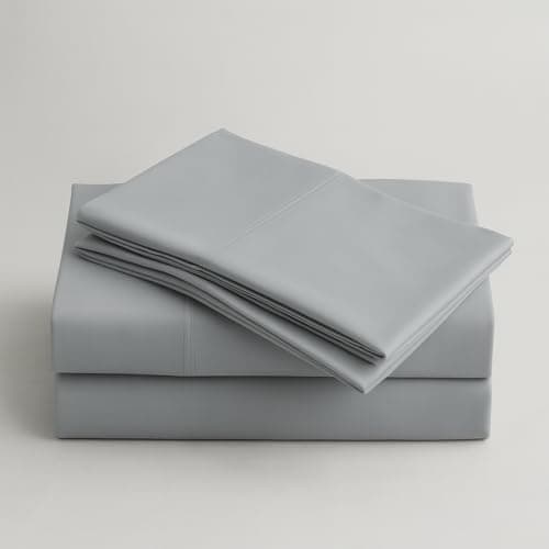 Peru Pima 285 Thread Count Percal Full Sheet Set - 100% Peruvian Pima Cotton, 4 Piece (Flat, Fitted, 2 Pillowcases) - Cooling, Crisp, Deep Pocket, Hotel Quality Bedding - Slate