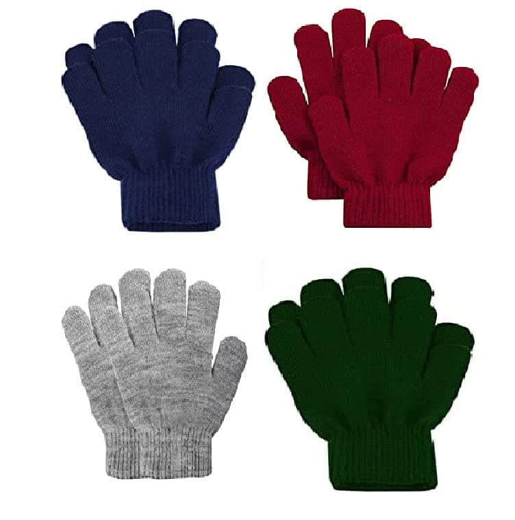 KETKAR Boys|Girls Kids Winter Gloves Pure Woolen Gloves_Pack Of 04(Multicolour,5-6 Years)