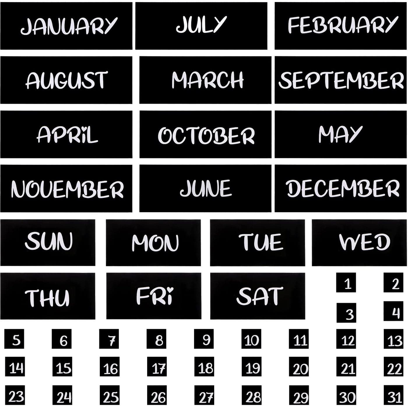 50 Days of The Week and Months Magnetic Fridge Calendar Magnetic Calendar Indicators for Office and Whiteboard