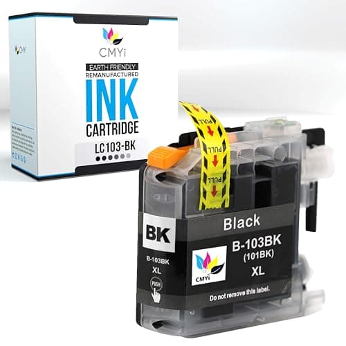 CMYi LC103 Black Replacement Ink Cartridge for Brother DCP-J132W, J152W, J172W, J4110DW, J552DW, J752DW, MFC-J245, J285DW, J4310DW, J4410DW, J450DW, J4510DW, J4610DW, J470DW, J4710DW, J475DW Printer