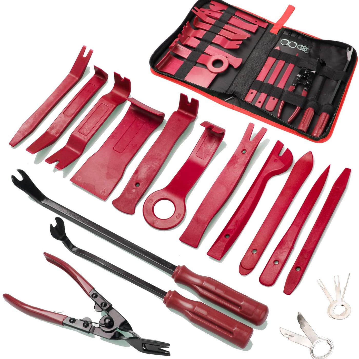 Poraxy 19Pcs Trim Removal ToolCar Panel Door Audio Trim Removal Tool Kit Auto Clip Pliers Fastener Remover Pry Tool Set with Storage Bag