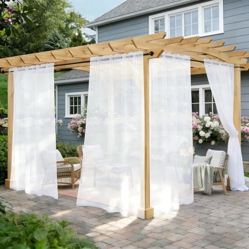 Awnmeow Outdoor Sheer Curtains for Patio Waterproof 2 Panels Rod Pocket IndoorOutdoor Voile White Sheer Curtain for Pergola Porch Cabana and Gazebo52 x 84 Inch