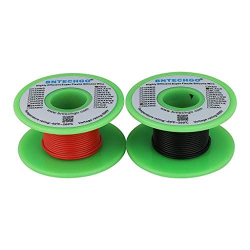 BNTECHGO 28 Gauge Silicone Wire Spool red and Black Each 100ft Flexible 28 AWG Stranded Tinned Copper Wire