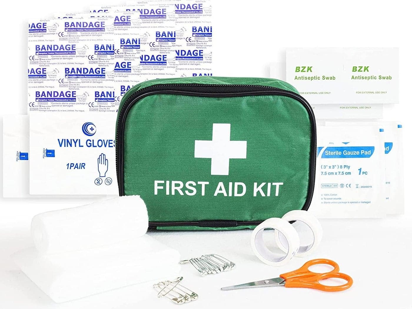 First Aid Kit Green Compact First Aid Kit Bag Bandages Dressing Pads Plasters Emergency Medical Supplies for Travel Camping Travel Kits Cars