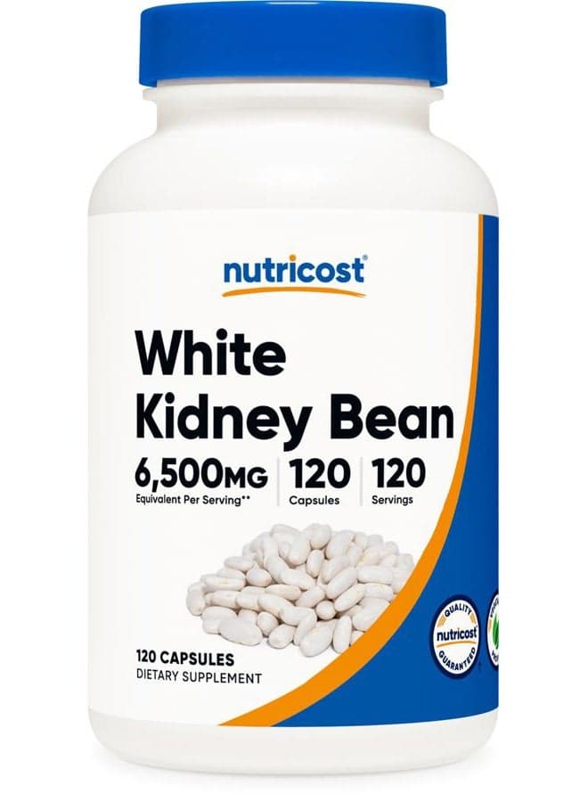 White Kidney Beans Capsules 6,500mg Equivalent, 120 Capsules - Vegetarian Caps, Gluten Free and GMO Free