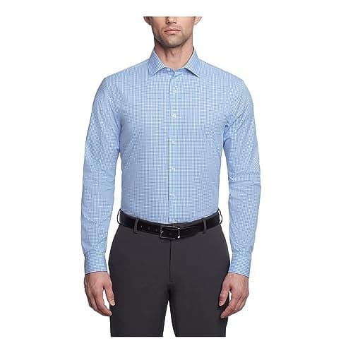 Kenneth Cole Unlisted mens Slim Fit Checks and Stripes (Patterned) Dress Shirt, Light Blue, 15 -15.5 Neck 32 -33 Sleeve US