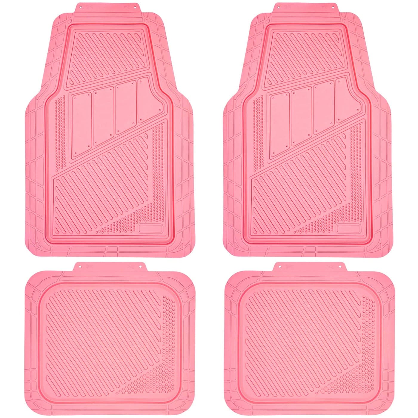 CAR PASS Heavy Duty Rubber Floor Mats 4PiecePink Car Mats Full Sets AntiSlipWaterproof Universal TrimtoFit for Car SUV Truck Durable All Weather Automotive Car Mats for WomenGirlyAll Pink