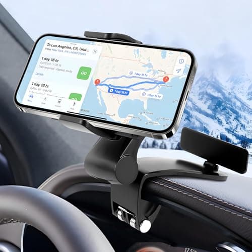 Hbxdeco Car Phone Holder Multifunctional Dashboard Phone Holder for Car 360 Degree Rotation Auto Cell Phone Mount Universal Dash Board Car Clip Mount Stand for All Smartphones 47