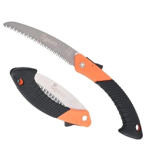 Ugaoo Heavy Duty Folding Wood Cutter Saw | Hand Saw for Wood Cutting & Pruning Trees | Outdoor Hacksaw Tool with 18 cm Carbon Steel Blade | Non-Slip Grip & Safety Lock