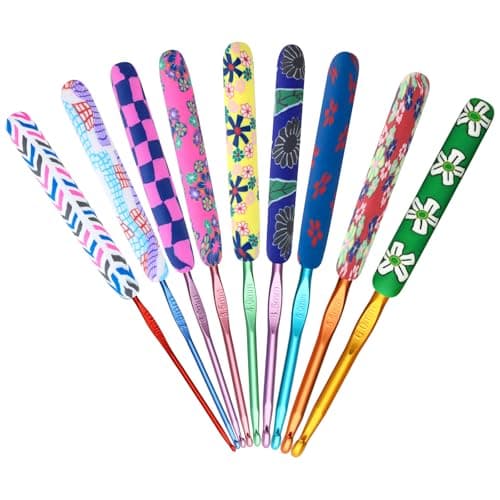 Looen Crochet Hook 9Piece Set Ergonomic Soft Grip for Crocheting Warm Crochet Hooks Beautiful Knitting and Crochet Supplies Crochet Kits for Arthritis Patients and Beginner Kids