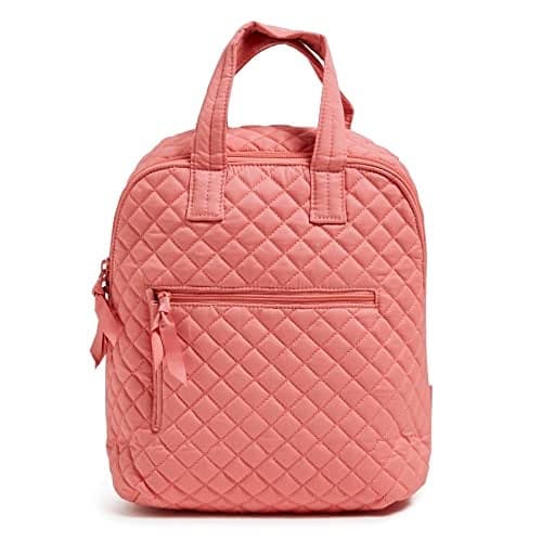 Vera Bradley Women's Cotton Mini Totepack Backpack, Terra Cotta Rose - Recycled Cotton, One Size