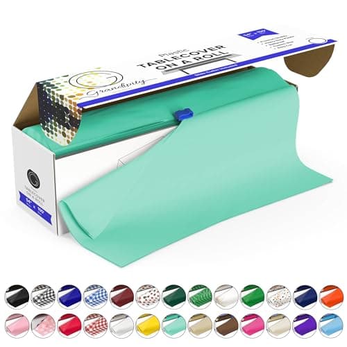 Grandipity Plastic Tablecloth Roll - 54in x 100 Ft. Aqua Plastic Table Cloths for Parties Disposable with Cutter Box - Cut to Size Disposable Tablecloth Table Cover for Rectangle & Round