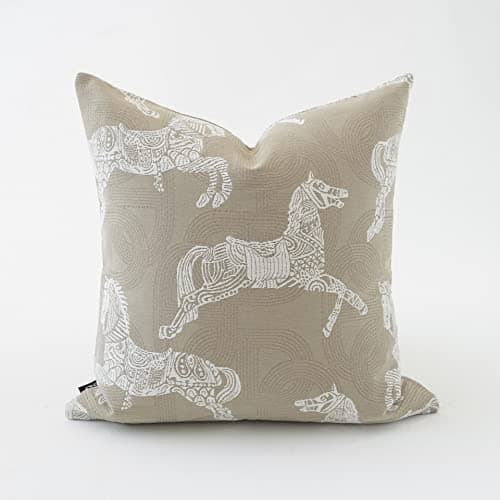Croker Horse 18x18 Inches Throw Pillow Cushion Cover Horse Pattern Jacquard Craft Luxury Modern Fashion Style Couch Sofa Pillow Covers for Bedroom Living Room