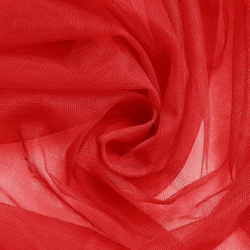 SiinvdaBZX Red Tulle Fabric Roll 54 Inch x 3 Yards Soft Drape Tulle Netting Fabric for DIY Craft Tutu Skirt Bridal Veil Wedding Party Table Skirt Ceiling Decor