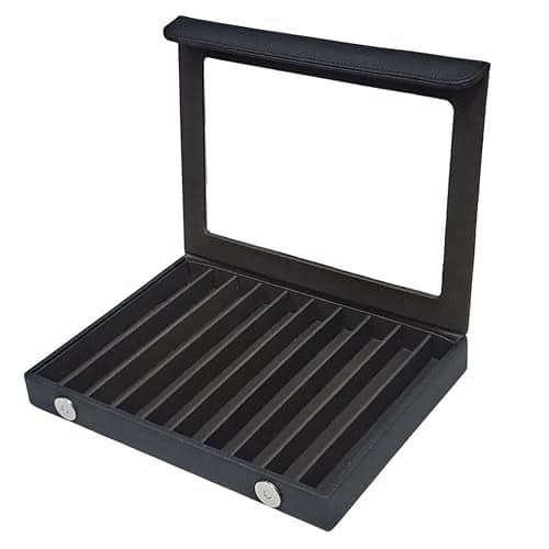essart Premium 4 Level Pen Organizer Box – 60 Slot Faux Leather Pen Case with Transparent Display Lid, Luxury Storage for Pens Collection (Black)